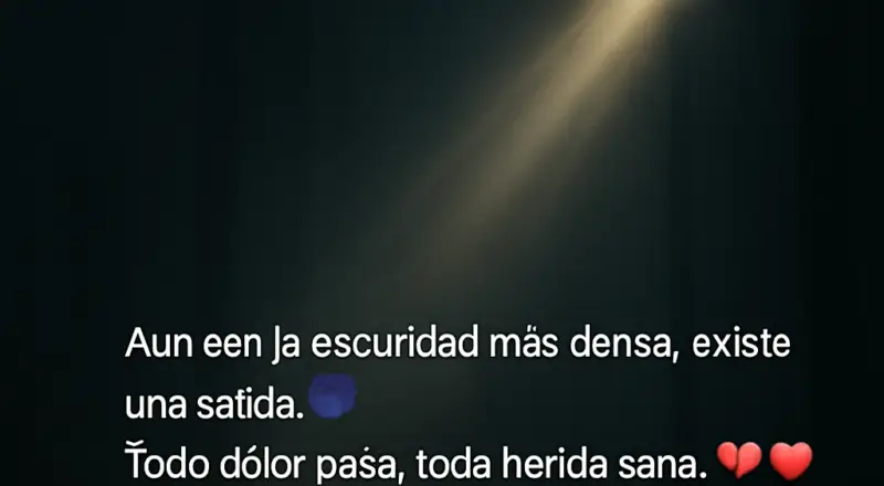 ✨ "Luz en la sombra" Aun en la oscuridad más densa, existe una salida. 🌌 Todo dolor pasa, toda herida sana. 💔➡️❤️ Dentro de ti habita una fuerza inmensa, aunque aún no la reconozcas. 💫💪 No estás sola, no estás perdido: quien busca sentido, encuentra camino. 🧭🛤️ La vida, incluso en su silencio, guarda una razón. 🌿🤍 Estás viva… y eso ya es esperanza. 🌅🌱💖